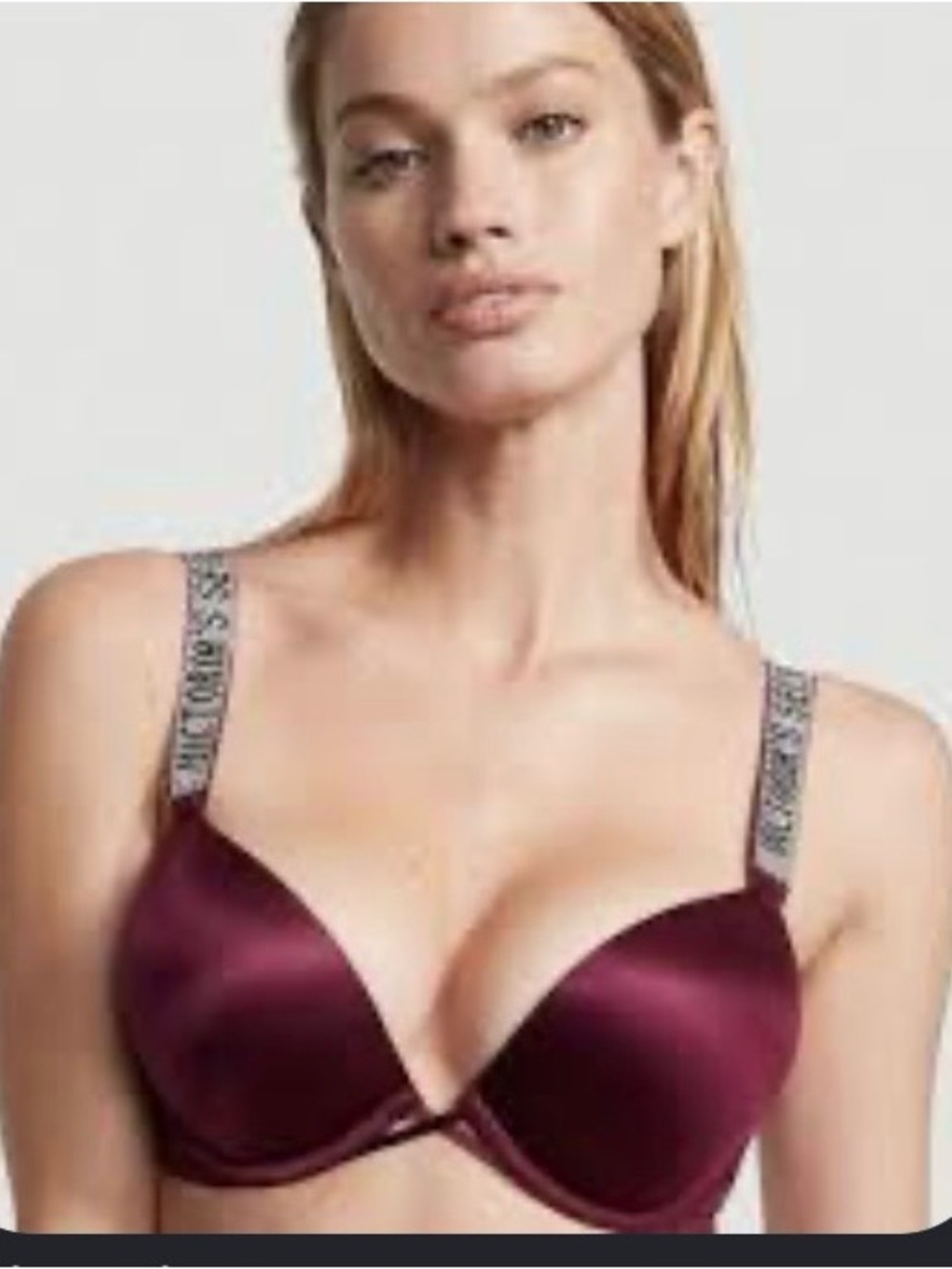 NWOT Victorias Secret Satin Push-Up Bra in Deep Burgundy